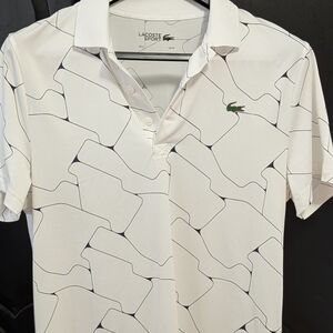 Lacoste White Polo Shirt with Modern Geometric Design